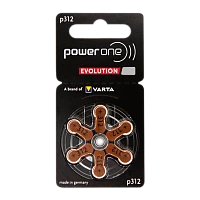 Батарейка PowerOne ZA312 Evolution BL6 Zinc Air 1.45V (6/60/300)