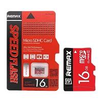 Карта памяти REMAX TF card 3.0 MicroSD class 10 16GB Красный