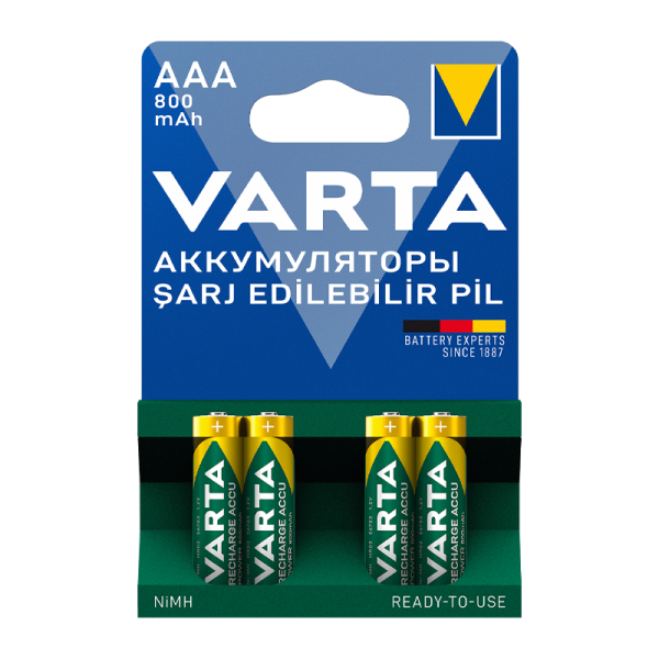 Аккумулятор предзаряженный RTU Varta HR03 AAA BL4 NI-MH 800mAh (4/40/200)