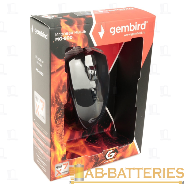 Мышь проводная Gembird MG-800 игровая черный (1/40)