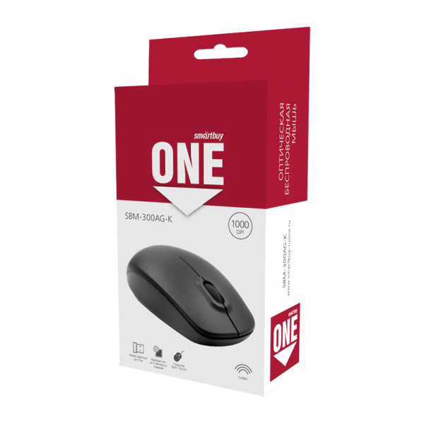 Мышь беспроводная Smartbuy 300AG ONE классическая USB черный (1/100)