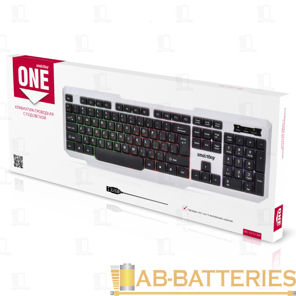 Клавиатура проводная Smartbuy 333 ONE классическая USB белый черный (1/20)