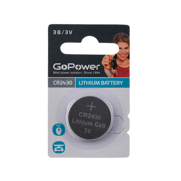 Батарейка GoPower CR2430 BL1 Lithium 3V (1/40/2000)