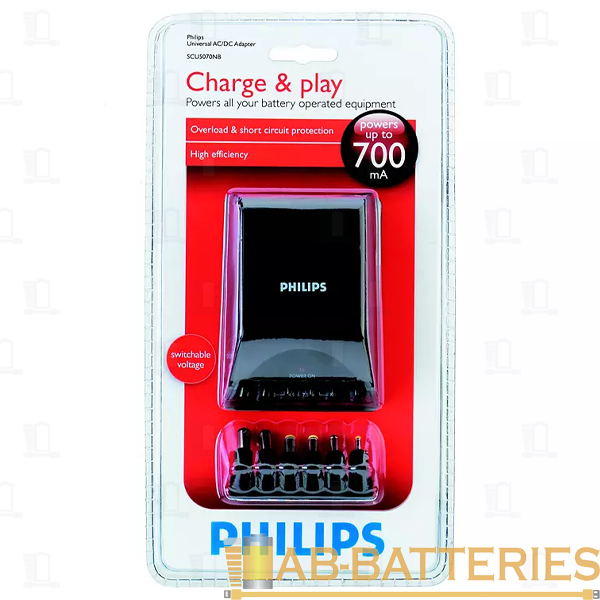 Блок питания Philips SCU5070NB/12 0.7A 220-240V универсальн. черный