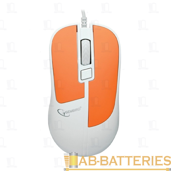 Мышь проводная Gembird MOP-410-O классическая USB белый оранжевый (1/100)