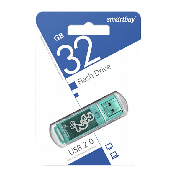 Флеш-накопитель Smartbuy Glossy 32GB USB2.0 пластик зеленый