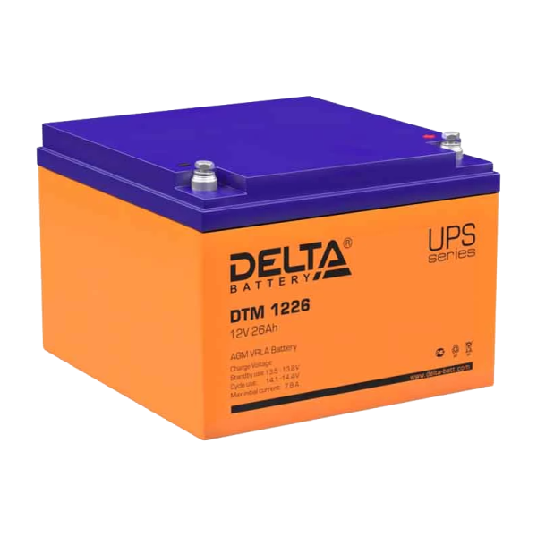 Аккумулятор свинцово-кислотный Delta DTM 1226 12V 26Ah (1/2)
