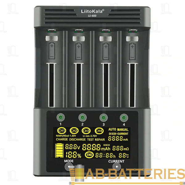 З/У для аккумуляторов LiitoKala Lii-600 26650-10440 Li-ion 4 слота (1/22)