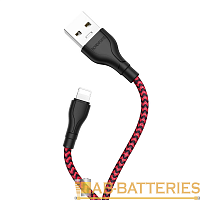 Кабель Borofone BX39 USB (m)-Lightning (m) 1.0м 2.4A нейлон черный красный (1/360)