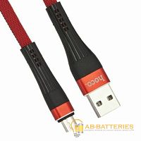 Кабель HOCO U39 USB (m)-microUSB (m) 1.2м 2.4A ткань красный черный (1/24/240)