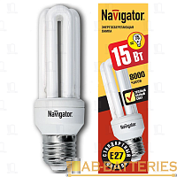 Лампа люминесцентная Navigator 3U E27 15W 2700К 230V U-образная (1/12/60)