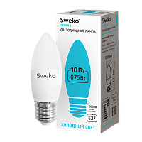 Лампа светодиодная Sweko C35 E27 10W 4000К 230V свеча (1/5/100)