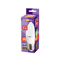 Лампа светодиодная JAZZway C37 E27 7W 3000К 230V свеча матовая (1/10/100)