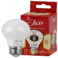 Лампа светодиодная ЭРА A55 E27 8W 2700К 220-240V груша Eco (1/10/100)