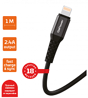 Кабель GoPower GP02L USB (m)-Lightning (m) 1.0м 2.4A нейлон черный (1/200/800)