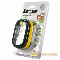 Фонарь туристический Navigator NPT-W02 24+3LED от батареек 2 режима черный желтый