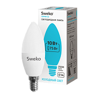 Лампа светодиодная Sweko C35 E14 10W 4000К 230V свеча (1/5/100)