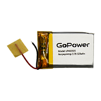Аккумулятор Li-Pol GoPower LP402535 PK1 3.7V 320mAh с защитой (1/10/250)