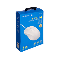Мышь проводная Borofone BG4 классическая USB белый (1/22/88)