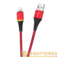 Кабель Borofone BU25 USB (m)-Lightning (m) 1.2м 2.4A ткань красный (1/42/168)