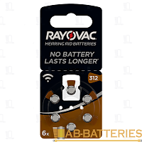Батарейка Rayovac ACOUSTIC ZA312 BL6 Zinc Air 1.45V 0%Hg (6/60/600)