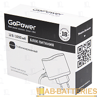 Блок питания GoPower 1.0A 12V 5,5x2,5/12мм импульсный (1/100)