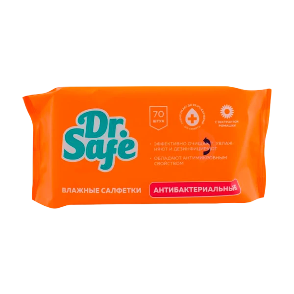 Салфетка Dr.Safe для рук антибакт.+ромашка 70шт. (1/12)