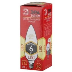 Лампа светодиодная ЭРА B35 E14 6W 2700К 220-240V свеча Eco (1/10/100)