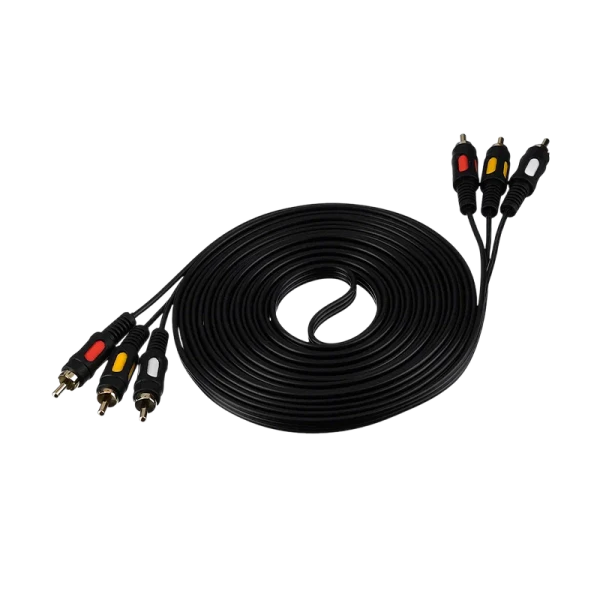 Кабель GoPower 3xRCA (m)-3xRCA (m) 5.0м ПВХ черный Premium Zip-Lock c подвесом (1/50)