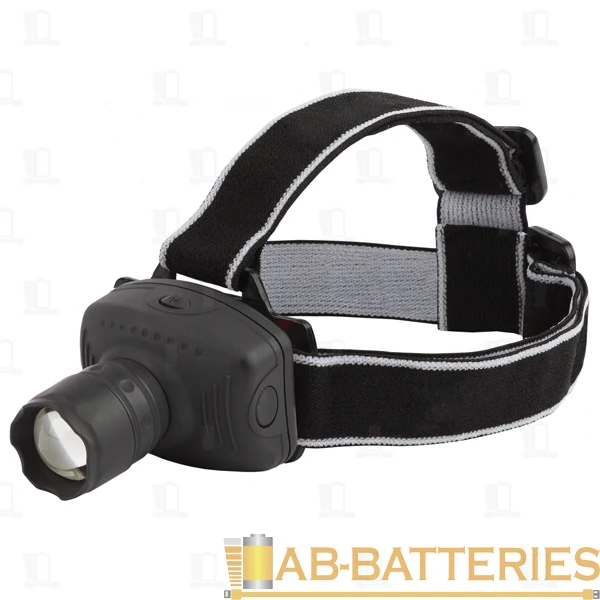 Фонарь налобный Трофи GB-301 3W 1LED от батареек черный (1/20/120)