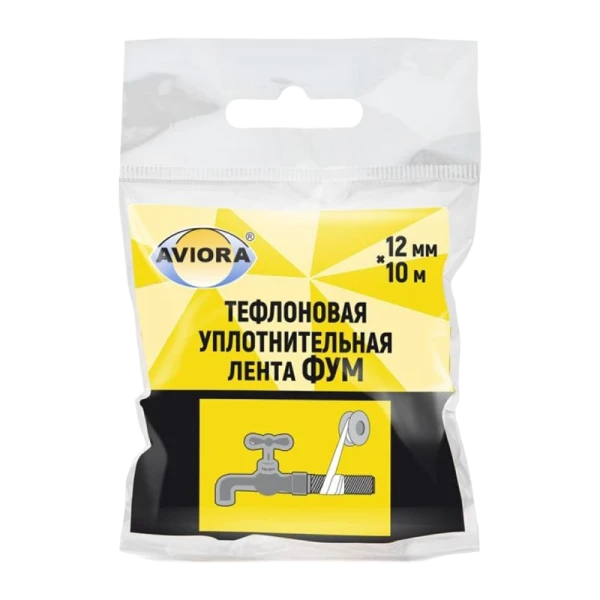 Тефлоновая уплотнительная лента (ФУМ), 12 мм х 10 м, AVIORA (1/200)