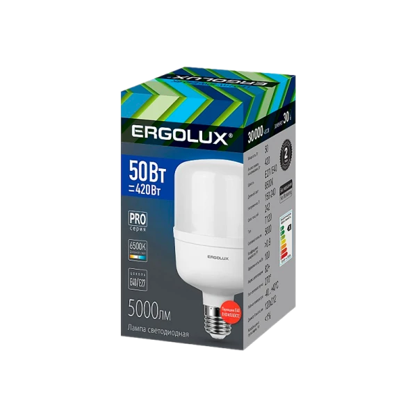Лампа светодиодная Ergolux HW E40 50W 6500К 172-265V цилиндр (1/5/20)