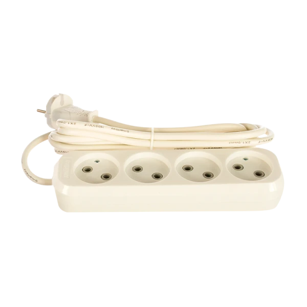 Удлинитель Smartbuy 4р.Б/З 10A 3.0м ПВС 2x1мм² белый (1/50)