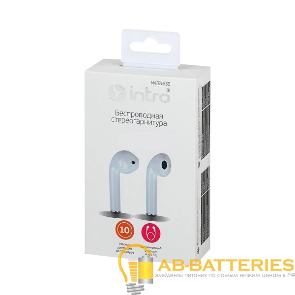 Наушники вставные Intro ВI-900W bluetooth 4.2 с микр. белый (1/100)