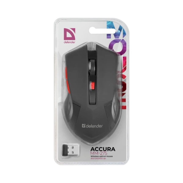 Мышь беспроводная Defender MM-275 Accura классическая USB черный (1/40)