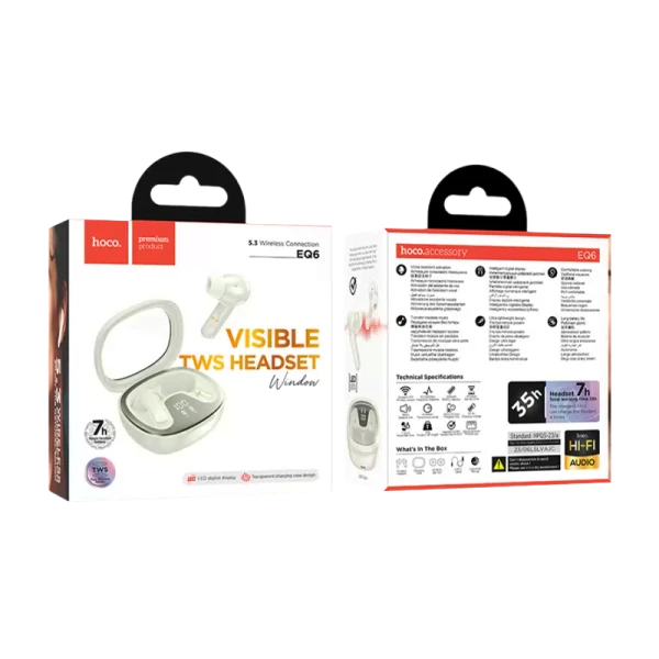 Наушники внутриканальные HOCO EQ6 bluetooth 5.3 с микр. белый