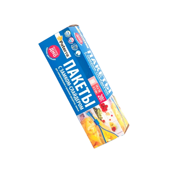 Пакет для заморозки Paterra 18см x 18см ПВД 40мкм со слайдером 20шт. (1/24)