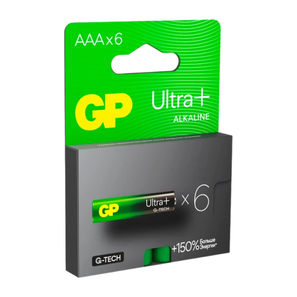 Батарейка GP ULTRA PLUS G-tech LR03 AAA BL6 Alkaline 1.5V (6/96/768)
