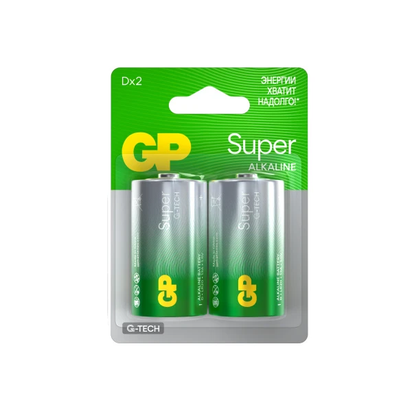 Батарейка GP Super G-Tech LR20 D BL2 Alkaline 1.5V (2/20/160) R