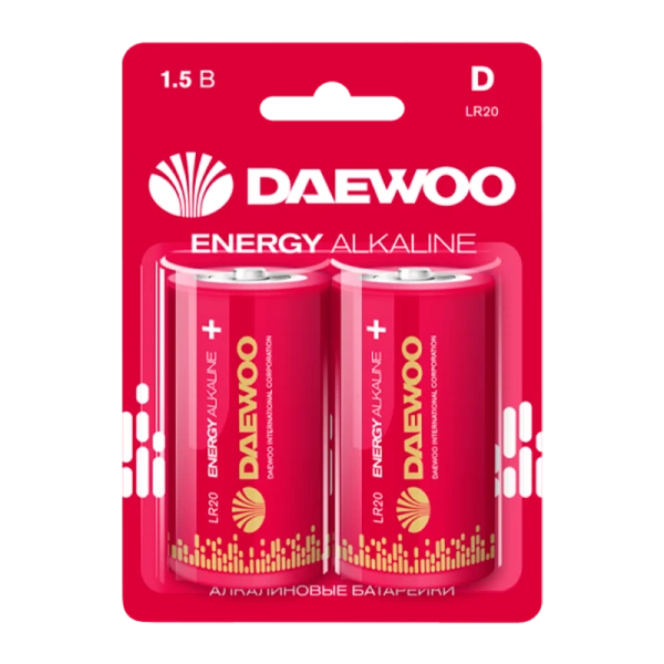 Батарейка Daewoo ENERGY LR20 D BL2 Alkaline 1.5V (2/12/96)