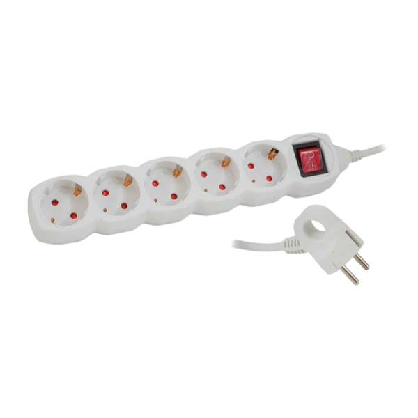 Удлинитель Старт S 5р.С/З 10A 3.0м с выкл. ПВС IP20 белый (1/20)