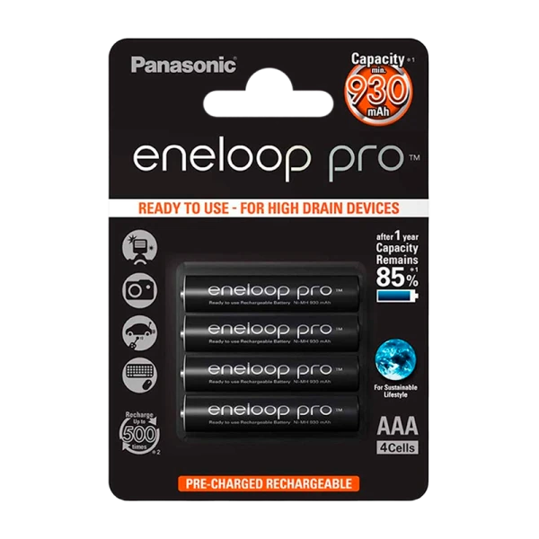 Аккумулятор предзаряженный RTU Panasonic HR03 AAA BL4 NI-MH eneloop pro 950mAh CN (Китай) (4/48/576)