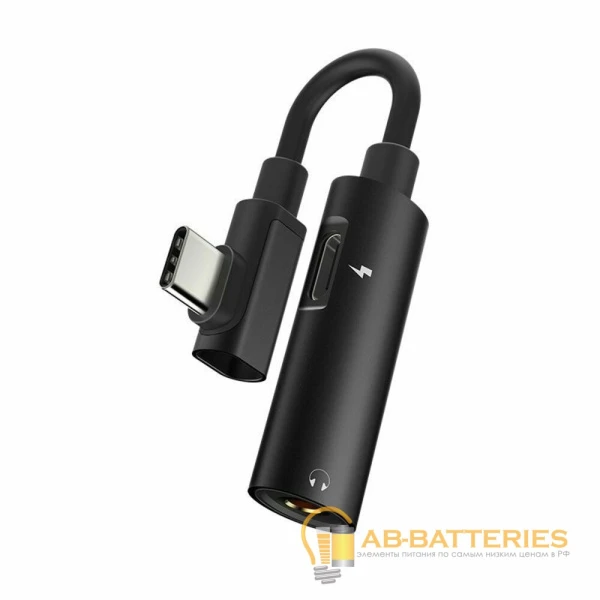 Переходник AUX HOCO LS19 Jack 3.5mm (f)-Type-C (m)/Type-C (f) силикон черный (1/20/160)