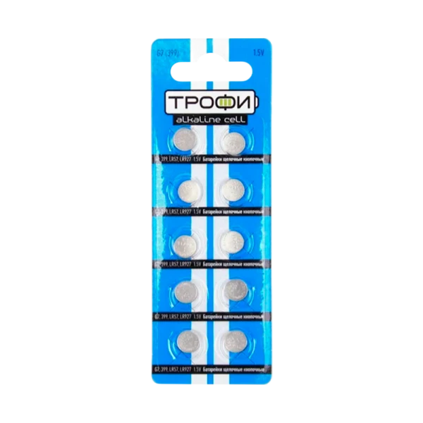 Батарейка Трофи G7/LR926/LR57/395A/195 BL10 Alkaline 1.55V (10/200/1600)