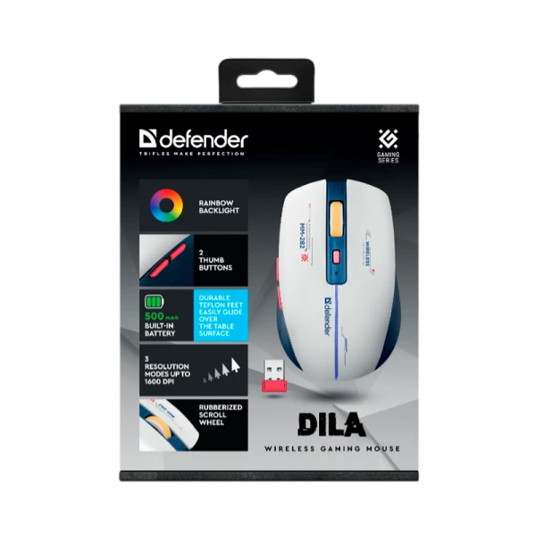 Мышь беспроводная Defender MM-282 DILA игровая USB белый (1/100)