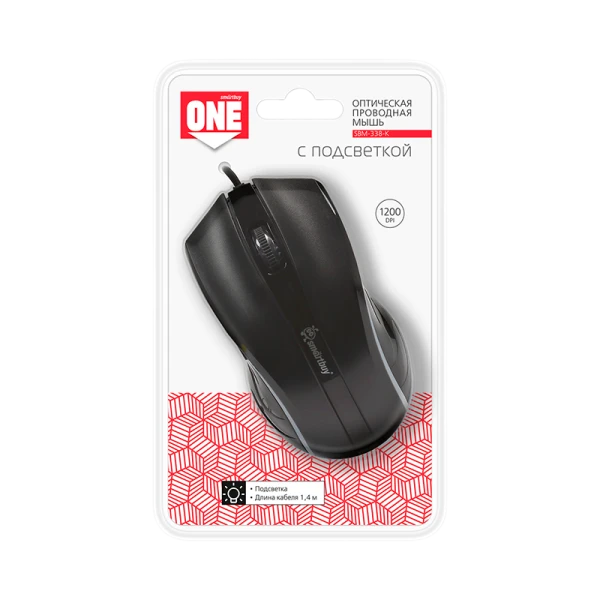Мышь проводная Smartbuy 338 ONE классическая USB черный (1/40)