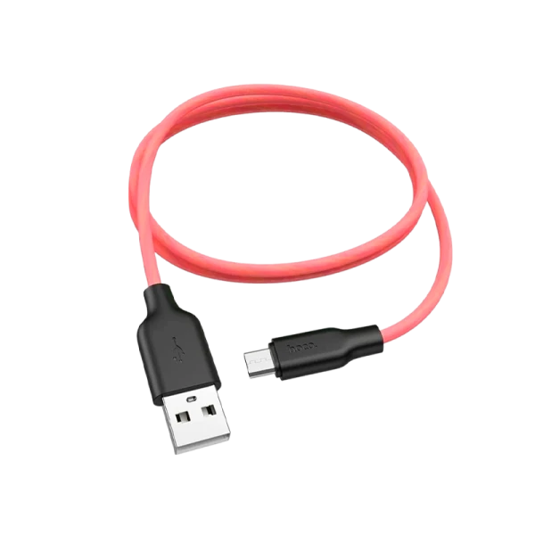 Кабель HOCO X21 Plus USB (m)-microUSB (m) 2.0м 2.4A силикон черный красный (1/28/168)