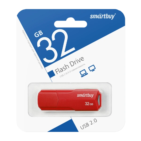 Флеш-накопитель Smartbuy Clue 32GB USB2.0 пластик красный