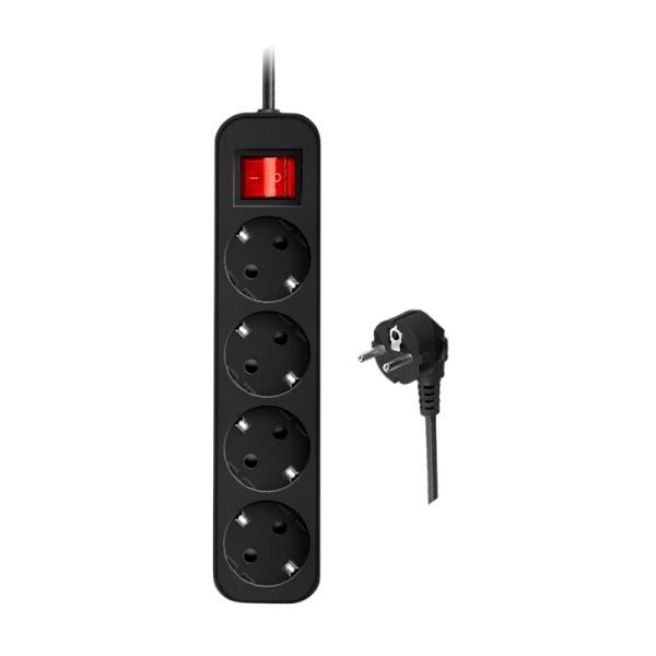 Удлинитель Defender G418 4р.С/З 1.8м с выкл. черный (1/30)