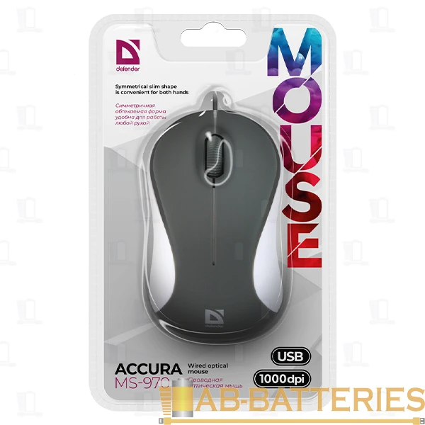 Мышь проводная Defender MS-970 Accura классическая USB серый (1/40)